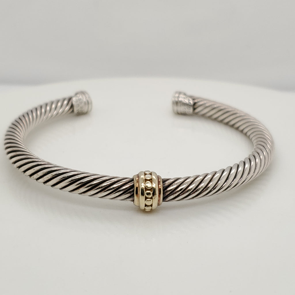 David Yurman 5mm Cable Gold Station Bracelet