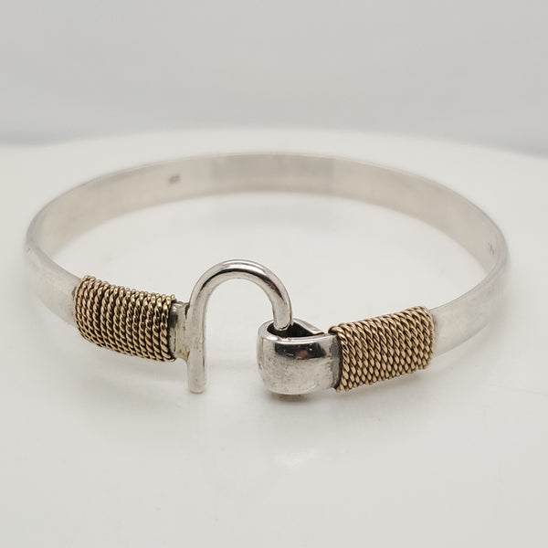 Sterling and 14kt Yellow Gold Bangle Bracelet