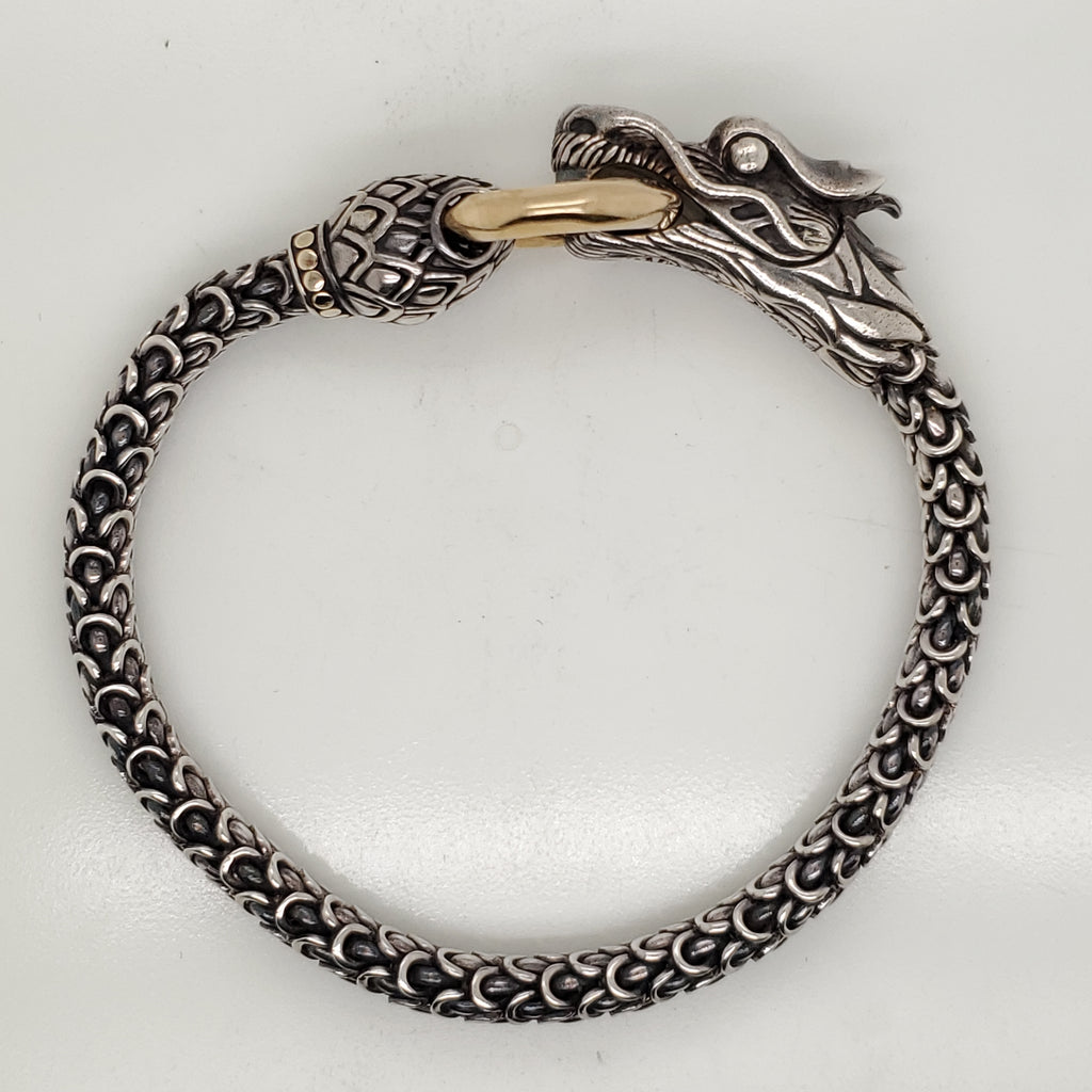 John Hardy Legends Naga Sterling Silver And 18kt Yellow Gold Dragon Bracelet