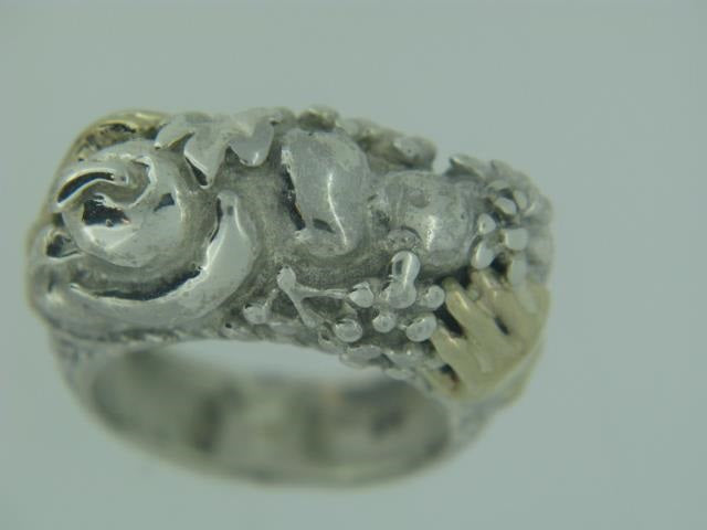 Dian Malouf Sterling Silver And 14Kt Gold Ring