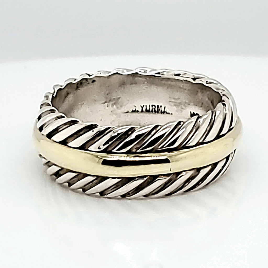 Pre - Owned David Yurman sterling silver and yellow gold wedding band