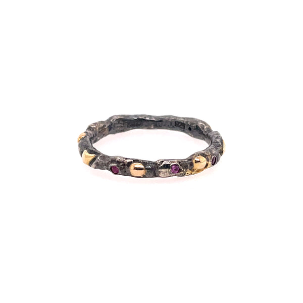 Sterling Silver And Gold Ruby Band