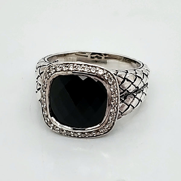 Scott Kay Sterling Silver Onyx And Diamond Ring