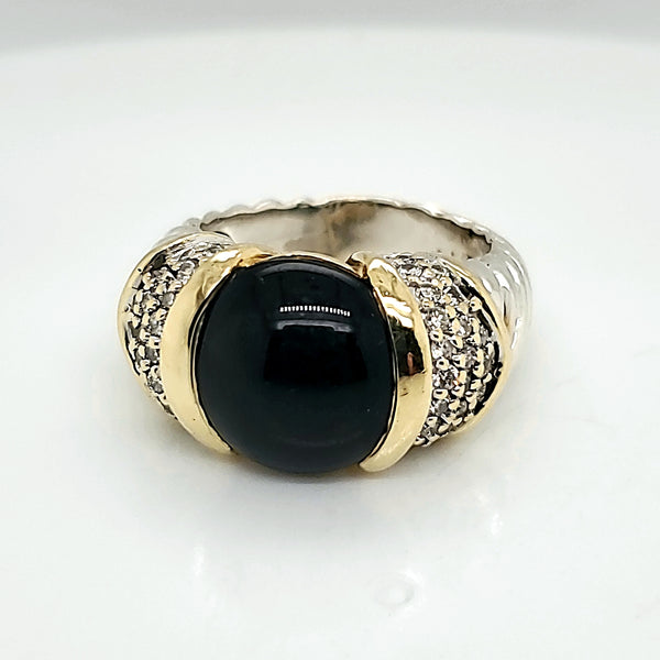Pre-Owned David Yurman Black Onyx And Diamond Ring