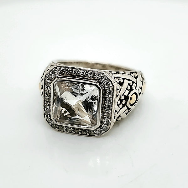 Pre - Owned John Hardy White Topaz and Diamond ring