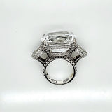 Pre - Owned John Hardy Sterling Silver White Topaz and Diamond Ring