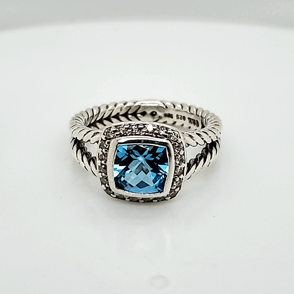 David Yurman Albion Blue Topaz And Diamond Ring