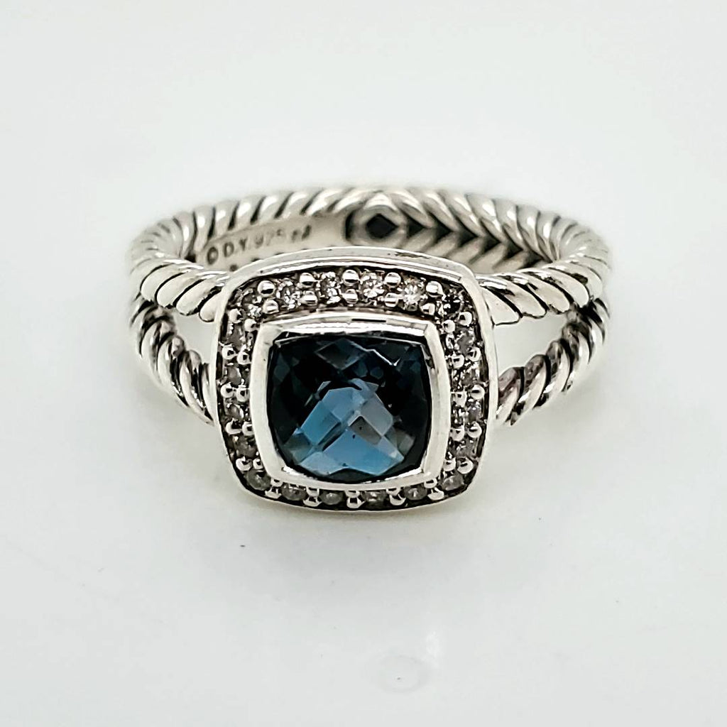 Pre-Owned David Yurman Albion Blue Topaz And Diamond Ring