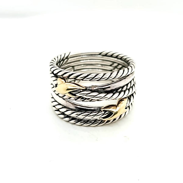 Pre-Owned David Yurman Sterling Silver 13.5mm Crossover Band
