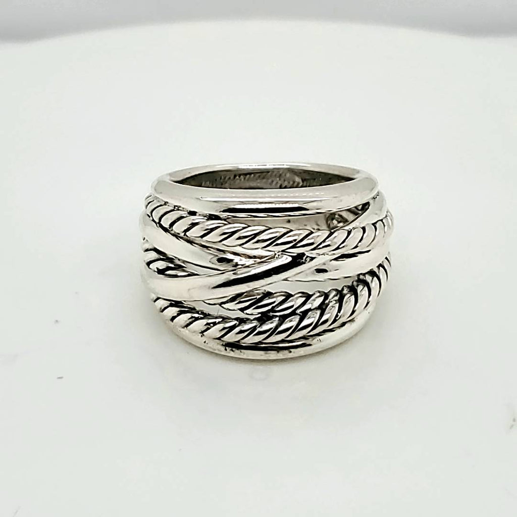Pre-Owned David Yurman Sterling Silver 17mm Crossover Band