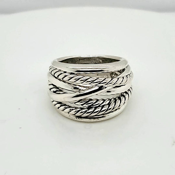 Pre-Owned David Yurman Sterling Silver 17mm Crossover Band