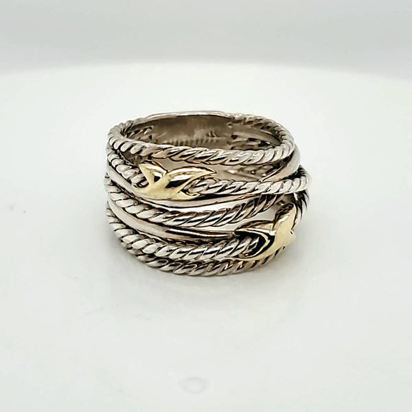 Pre-Owned David Yurman Sterling Silver 13.5mm Crossover Band