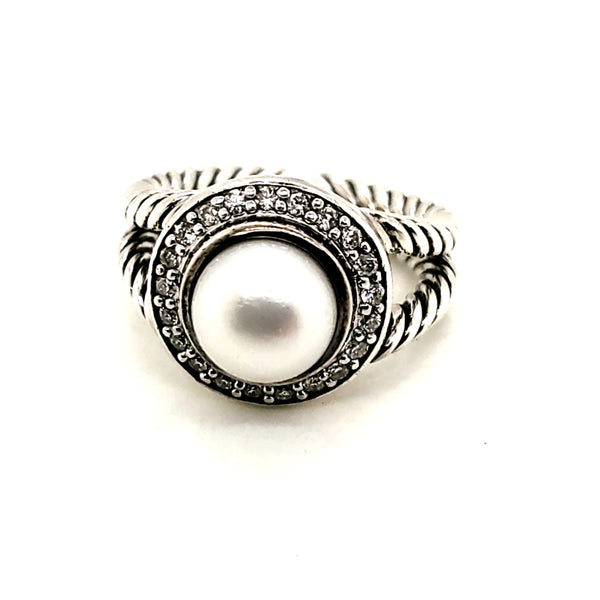 Pre-owned David Yurman Albion Pearl & Diamond Ring