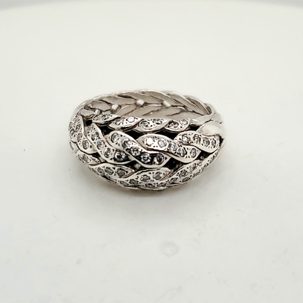 John Hardy Sterling Silver and Diamond Ring