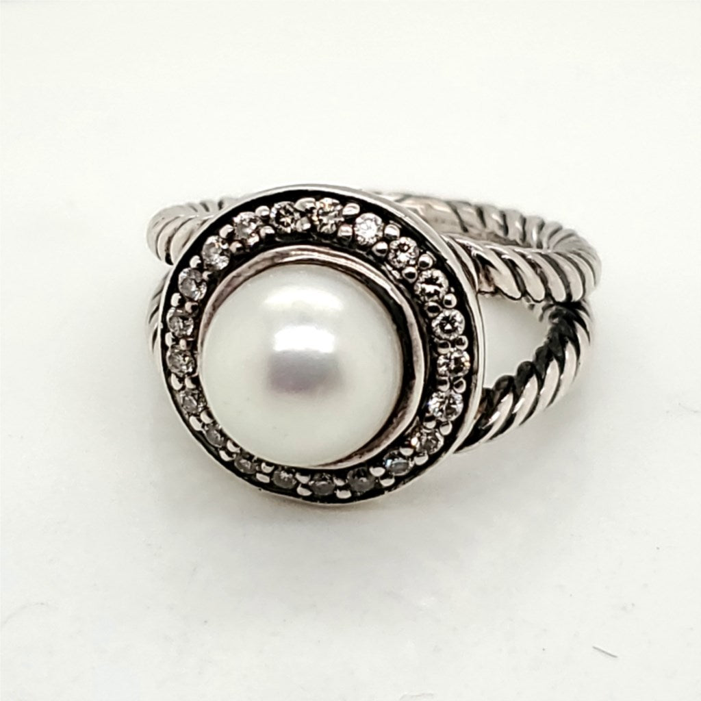 David Yurman Pearl And Diamond Ring