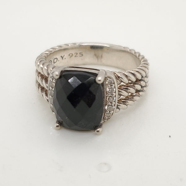 Pre - Owned David Yurman Wheaton Diamond & Onyx Wheaton Ring