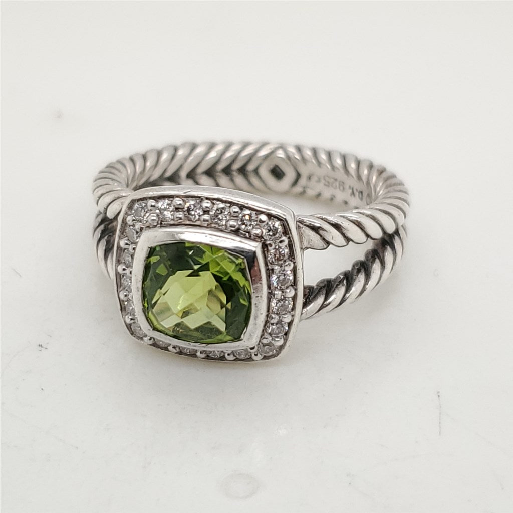 David Yurman Albion Peridot And Diamond Ring