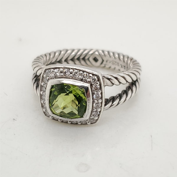 David Yurman Albion Peridot And Diamond Ring