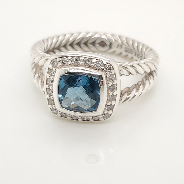 Pre-Owned David Yurman Albion Blue Topaz And Diamond Ring