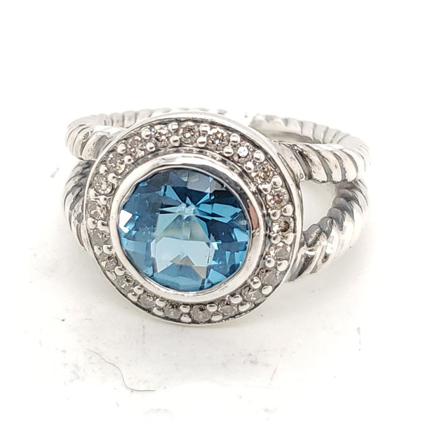 Pre-Owned David Yurman Albion Blue Topaz And Diamond Ring