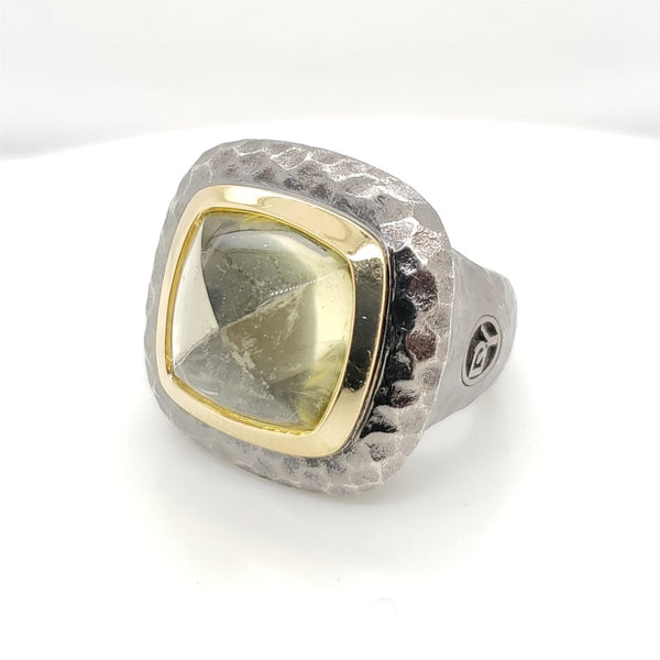 David Yurman Sterling Silver Albion Ring With 17mm Lemon Citrine