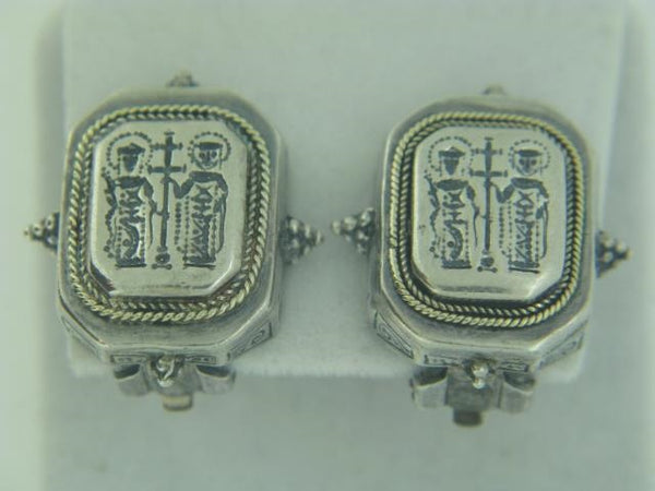 Pre-Owned Konstantino Sterling Silver And 18Kt Yellow Gold Earrings