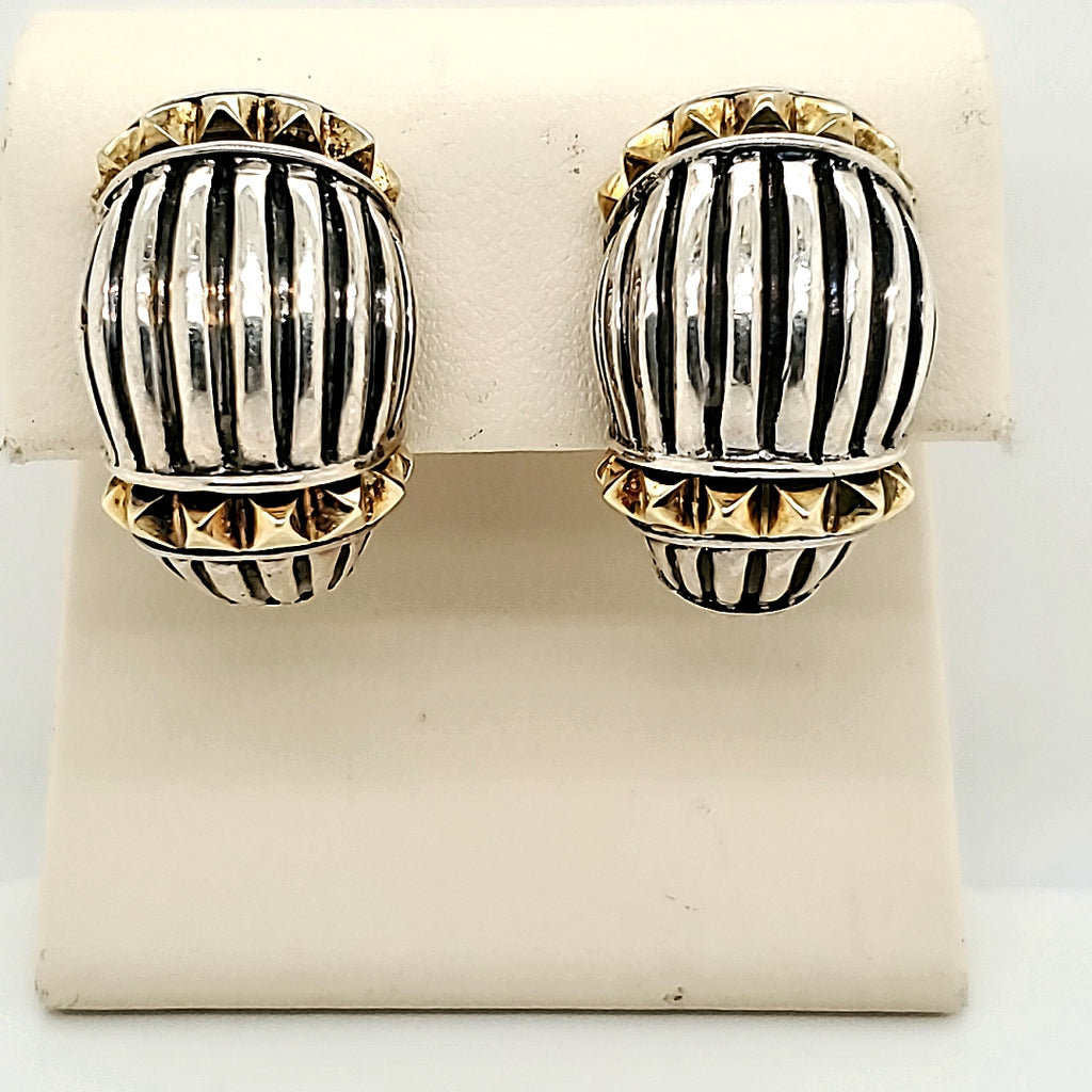 Lagos Caviar Silver and Gold Earrings