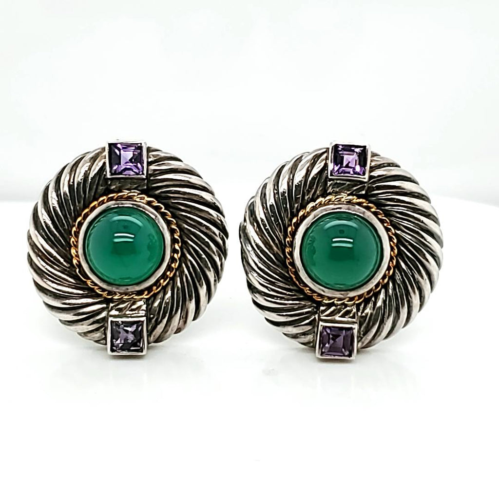 Vintage David Yurman Chalcedony and Amethyst Earrings