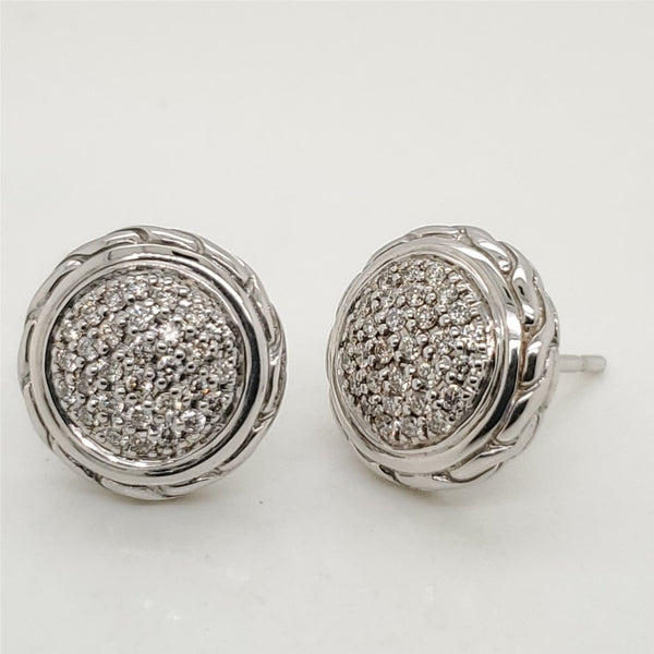 John Hardy Classic Chain Sterling Silver and Diamond Earrings