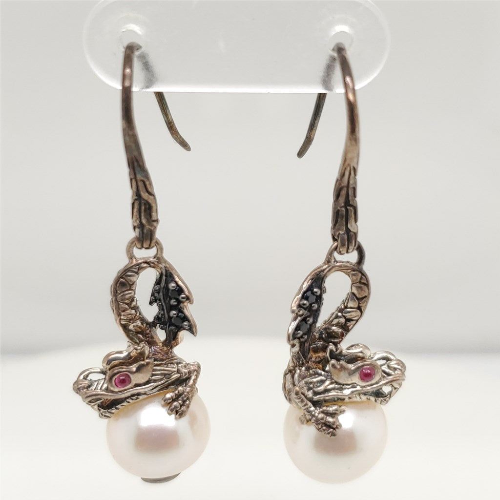 John Hardy Legends Naga Sterling Silver Ruby And Black Sapphire Dragon Ring