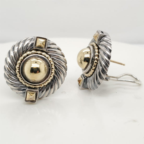 Vintage David Yurman Sterling Silver and 14kt Yellow Gold Stud Earrings