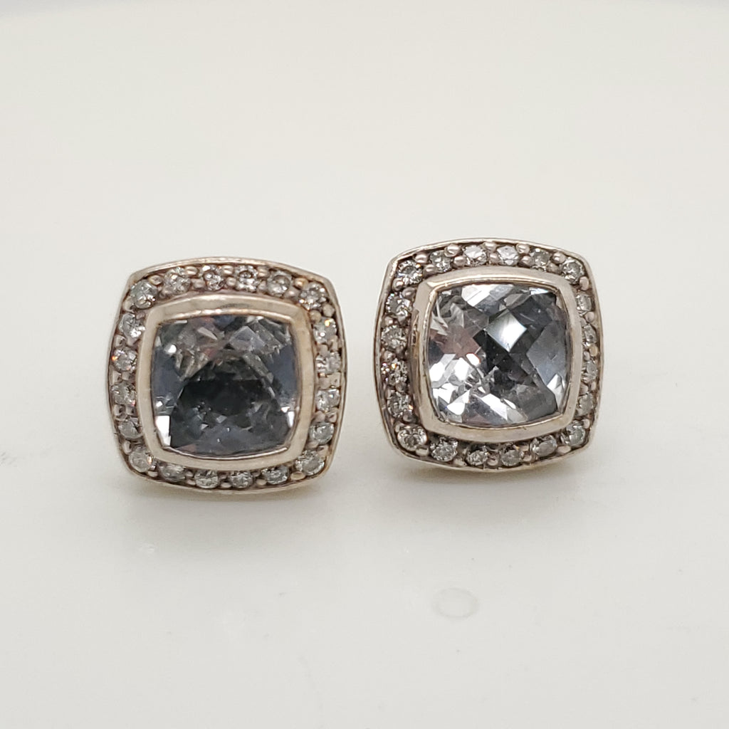Pre-Owned David Yurman Albion 7mm Prasiolite and Diamond Earrings