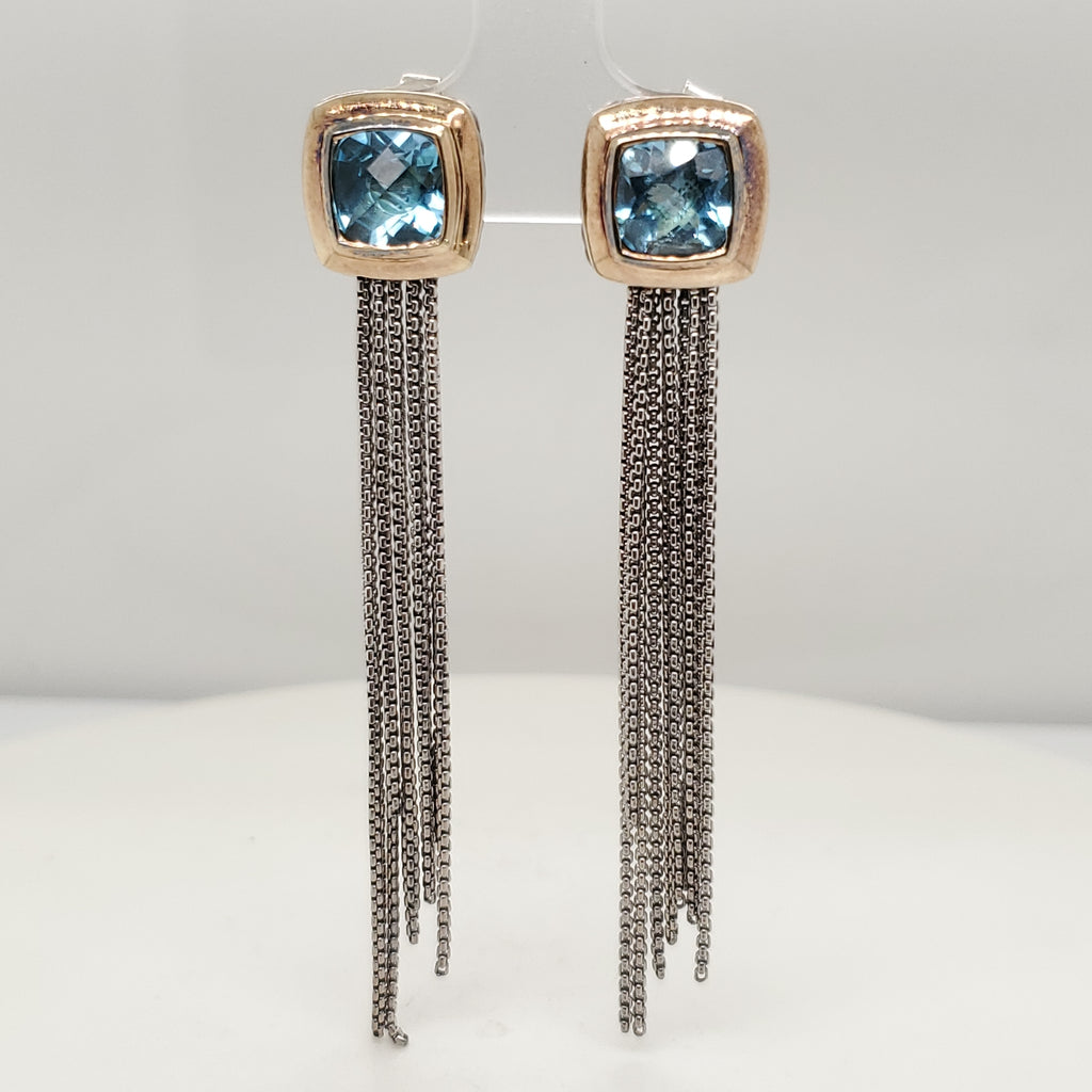 David Yurman Sterling Silver Blue Topaz Tassel Albion earrings