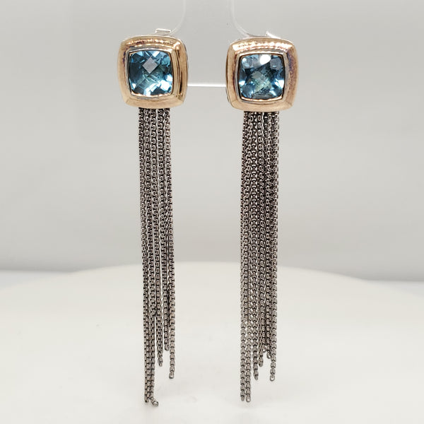 David Yurman Sterling Silver Blue Topaz Tassel Albion earrings