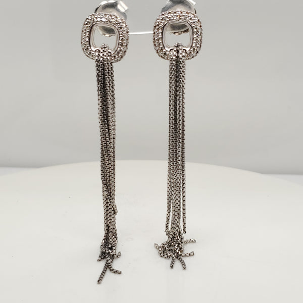 David Yurman Sterling Silver And Diamond Tassel Earrings