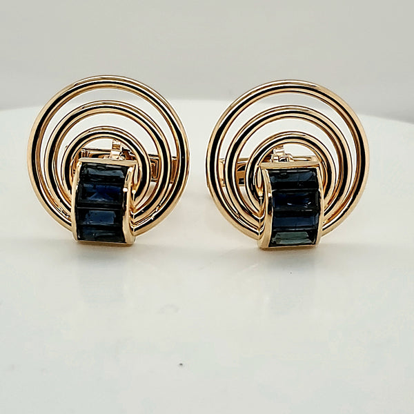 14kt Yellow Gold and Sapphire Cuff Links