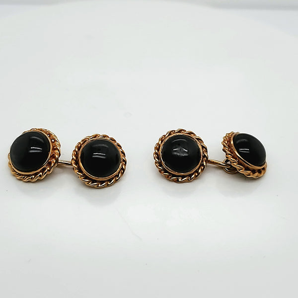 Pre - Owned Vintage Cartier 18kt Gold and Onyx Cufflinks