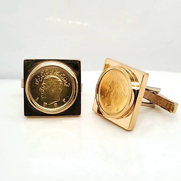Vintage Persian Gold Coin Cufflinks