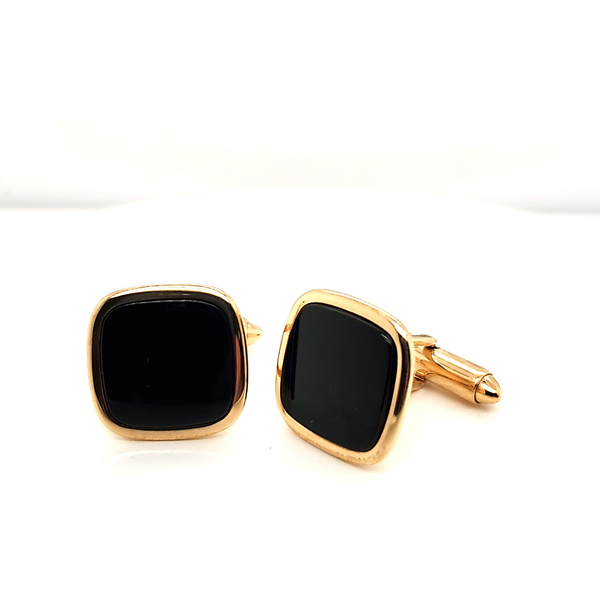 14kt Yellow Gold and Onyx Cuff Links