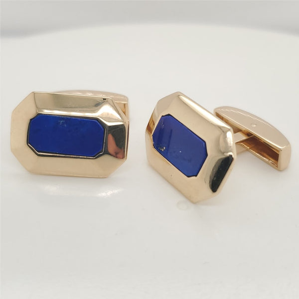 14kt Yellow Gold Lapis Cuff Links