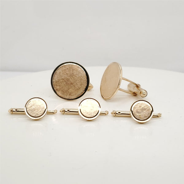 14kt Yellow Gold Cuff Link and Stays Set