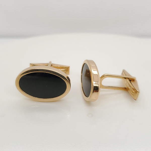 14kt Yellow Gold Onyx Cuff Links