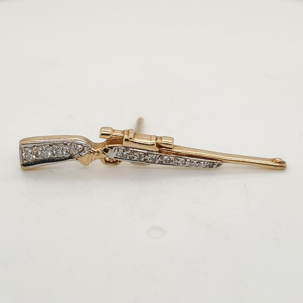 Vintage 14kt Yellow Gold Rifle Tie Tack