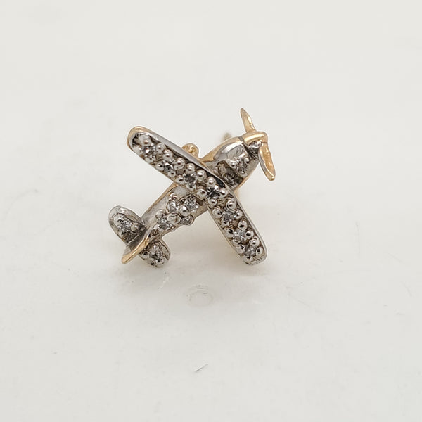 Vintage 14kt Yellow Gold Airplane Tie Tack