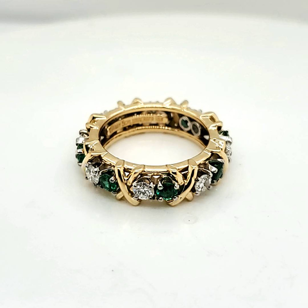 Tiffany & Co Schlumberger 18kt Yellow Gold Emerald and Diamond Ring